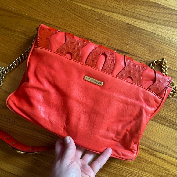 Rare Vintage Rebecca Minkoff Orange Red Crossbody Chain purse bag - Picture 7 of 11